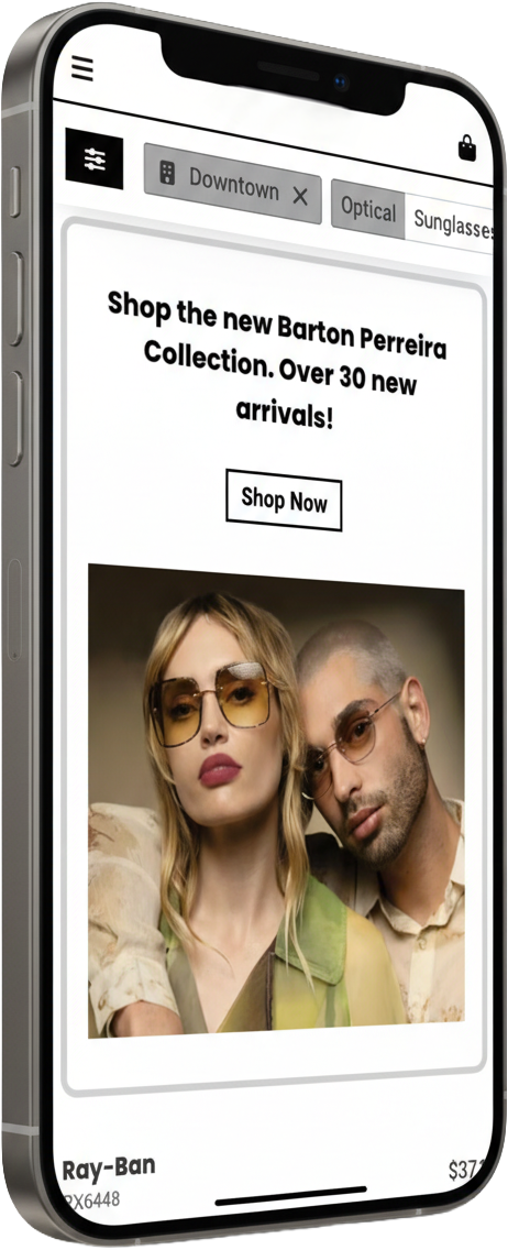 An Optify frame storefront on a phone